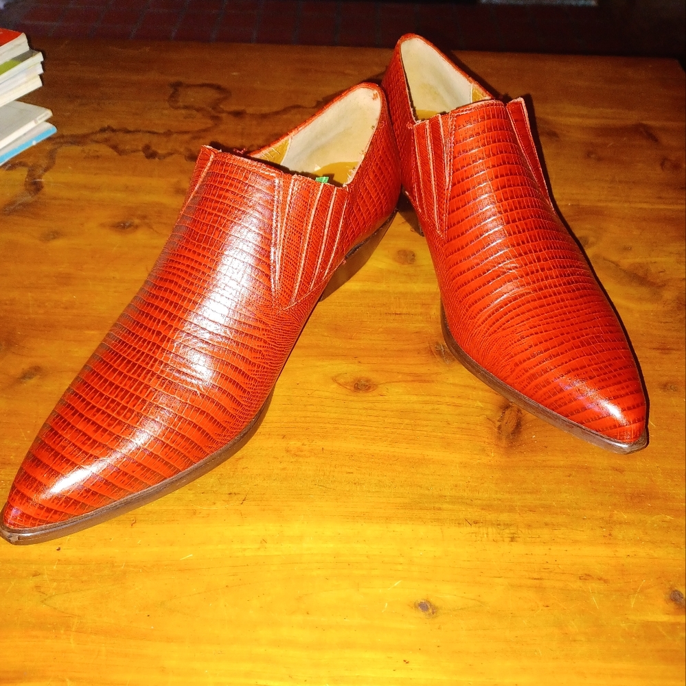Red Leather Boots Shootie Low cut sz 10 Hunt Club